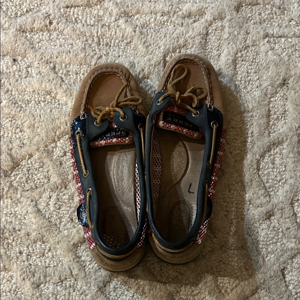 Sperry Tan and Navy Boat Shoes
